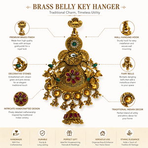 Brass Belly <b>Key</b> Hanger With Fairy Bells Antique Gold Decorative <b>Wall</b> <b>Hook</b> For Wedding And Home Decor - Product Image 6