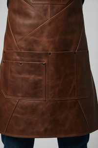 Delantal de Cuero para Hombre, Clásico, Reutilizable, para Uso Diario, para Hornear, Duradero, con Múltiples Bolsillos, de Cuero Vacuno Marrón - Product Image 2