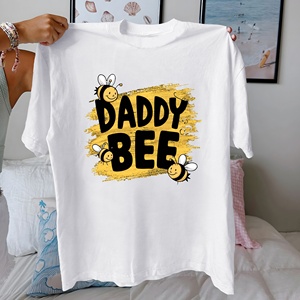 Camiseta con estampado informal de DADDY BEE para mujer, ajuste cómodo, tela de punto de algodón puro 100% - Product Image 5
