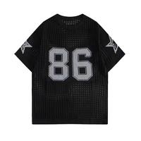 Meilleures ventes : Haut en maille à manches courtes avec logo, style plage, pour hommes, maillot de basket-ball et de football en maille, pulls pour hommes