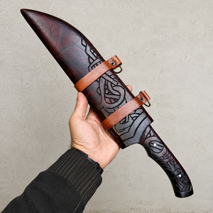 Cuchillo Vikingo Seax de Acero al Carbono Forjado a Mano, Hoja de 11 Pulgadas, Madera de Nogal, Empuñadura de Latón, Ambidiestro, Supervivencia al Aire Libre, Caza - Product Image 5