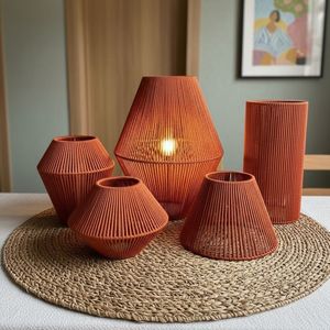 Abat-jour en rotin fait main, abat-jour tissé naturel pour lampe suspendue, lampe de table et lampe sur pied, décoration bohème pour la maison, éclairage - Product Image 4