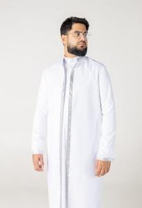 Túnica de algodón personalizada XXL con cuello alto para hombre, ropa islámica transpirable de manga larga para la oración, para Hajj y Ramadán. - Product Image 4