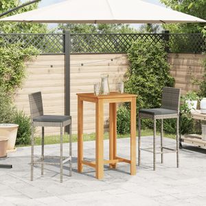 Set da giardino in legno massiccio di Acacia e Poly Rattan 3 pezzi Set da giardino in legno massello grigio - Product Image 3