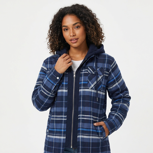 Men's Winter Hooded Plaid Zipper <b>Jacket</b> Casual <b>Thick</b> Quilted <b>Fleece</b> Lining Windproof Outerwear - Product Image 6