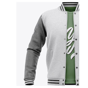 Chaqueta Varsity Unisex Personalizada de Invierno con Cuello Alto y Mangas en Contraste, Chaqueta de Béisbol Universitaria con Broches, Ropa Urbana Personalizada, OEM ODM al por Mayor - Product Image 5