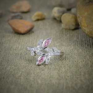 Bague en argent sterling 925 avec kunzite et zircone blanche, élégante et scintillante, bijou artisanal en pierres précieuses, cadeau pour femme - Product Image 6