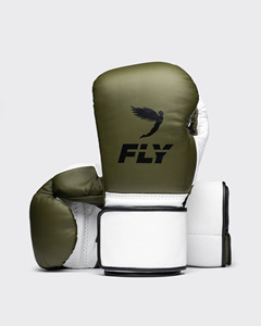 Professional Fly Green & White Lace Up Boxing Gloves Customized Genuine Leather Martial Arts MMA Muay Thai Sports Gear - Product Image 1