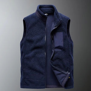 เสื้อกั๊กขนแกะผู้ชายแบบมีซิปเต็มตัว สไตล์ลำลอง สำหรับฤดูใบไม้ร่วง กิจกรรมกลางแจ้ง ล่าสัตว์ รับผลิตตามแบบ OEM พร้อมสกรีนโลโก้ - Product Image 2