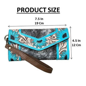 Pochette de soirée exclusive en cuir de vachette repoussé floral fait main, avec porte-cartes RFID et porte-billets, pour usage quotidien - Product Image 2