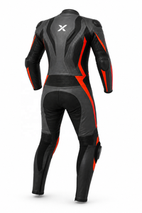 X Sport Racing One-Piece Leather Motorcycle <b>Suit</b> | Black <b>Red</b> Gray | X Logo | OEM ODM Manufacturer | Premium Design | Racing Wear - Product Image 2