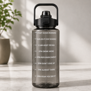Bouteille d'eau motivante de 2000 ml avec marqueurs de temps, bouteille d'hydratation portable anti-fuite pour enfants et adultes - Product Image 1