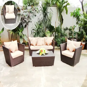 Il Set di mobili da giardino in Rattan DL è una serie di mobili da giardino in Rattan PU moderno ed elegante con una varietà di divani