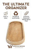 Plateau de service ovale en bois poli de luxe, design minimaliste solide, durable, compatible lave-vaisselle, ensemble de 3 HASAN CRAFT