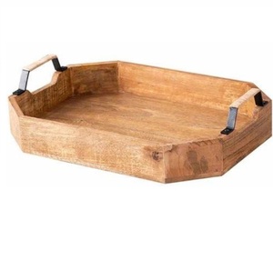 Nueva Bandeja de Servicio de Madera con Acabado Natural para Catering, Decoración de Mesa y Uso en Mostrador - Product Image 1
