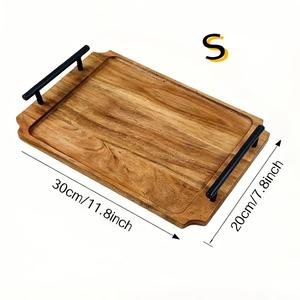Plateau de rangement et de service en bois de qualité supérieure avec poignées en laiton, design élégant et durable pour la cuisine, la salle à manger et la décoration intérieure - Product Image 6