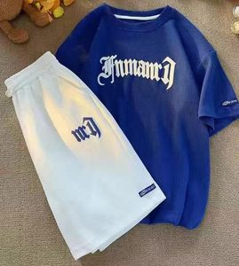 ชุดวอร์มพิมพ์ลาย 2 สี 2 in 1 สำหรับฤดูใบไม้ร่วง เสื้อแจ็คเก็ตมีฮู้ด กางเกงมีเชือกผูก เบาสบาย ป้องกันรังสียูวี ชุดลำลองสำหรับเล่นกีฬา - Product Image 3