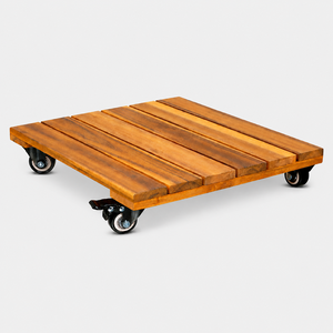 Soporte Giratorio para Plantas de Interior, de Madera de Acacia Vintage, Sin Recubrimiento, Ecológico, con Ruedas de Goma Giratorias de 360 Grados, Bloqueables, de 14 Pulgadas, para Hogar y Jardín - Product Image 1