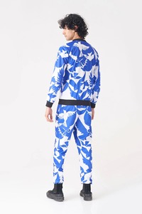 Ensemble de survêtement pour homme, imprimé oiseaux bleus et blancs, veste zippée et pantalon, vêtements de sport décontractés, coupe régulière, polyester, pour le jogging - Product Image 3