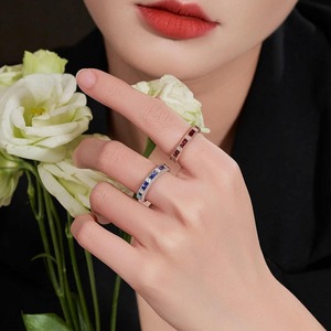 High Quality Custom Blue Stone Diamond Princess Cut Round Shape IGI Certified <b>925</b> Sterling <b>Silver</b> Wedding <b>Rings</b> for Women - Product Image 4