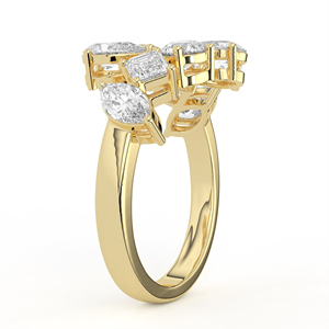 Anillo Artístico de Diamantes Multiforma con Corte Mixto Marquesa, Esmeralda, Redondo y Pera en Oro Amarillo, Joyería Abierta - Product Image 3