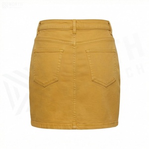 Jupe crayon mini en jean taille haute pour femme, couleur unie, style décontracté avec poches, coupe ajustée, toutes saisons - Product Image 2
