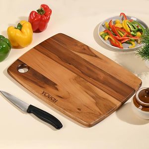 Planche à découper en bois massif naturel, faite à la main, durable, de forme rectangulaire, passe au lave-vaisselle, légère, facile à nettoyer - Product Image 1