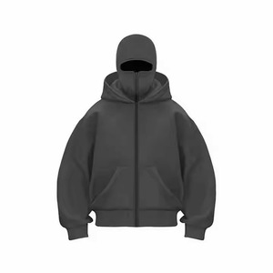 Nouveau design 2025 – Sweat à capuche balaclava zippé personnalisé 450 g/m² pour homme – Hoodies Ninja en coton uni de haute qualité pour homme – Style streetwear - Product Image 2