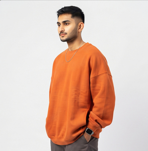Sudadera de Forro Polar Impermeable para Hombre, Cuello Redondo, Oversize, Lisa, Manga Regular, Ajuste Holgado, Algodón, Invierno - Product Image 4