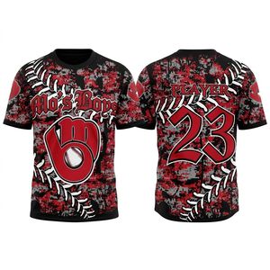 Camiseta de Béisbol Raglán de Color Sólido para Hombre, Manga Tres Cuartos, Cuello Redondo, Blanca y Roja - Product Image 3