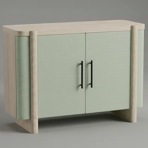 Buffet moderne à 2 portes en chêne massif pour salon - Rangement résistant à l'eau avec design minimaliste - Product Image 1