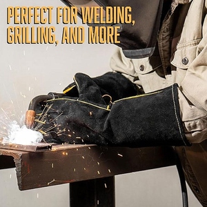 Gants de soudage durables pour hommes, 15,5 pouces, à manches longues, anti-vibrations, antidérapants, résistants à la chaleur, pour la protection des mains lors du barbecue et des grillades - Product Image 5