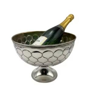Bol à champagne en aluminium martelé avec support suspendu pour verres, refroidisseur de boissons argenté pour fêtes et bars - Product Image 3