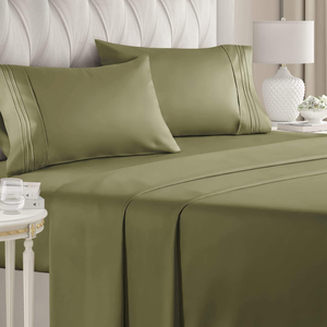 Eco-Friendly 4-Piece Set Solid Color Fitted <b>Bed</b> Sheet 2 <b>Pillow</b> Flat Fitted Sheet Sets - Product Image 4