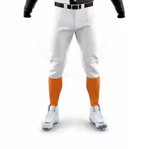 Men's White Baseball Pants Orange Socks White Cleats Regular Fit <b>Button</b> Fly Solid Color 100% Polyester Anti-Bacterial All - Product Image 2