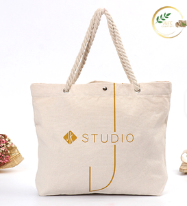 Sac à main en jute naturel avec poignée en coton pour le shopping - Product Image 2