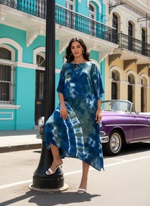 High Quality Designer Rayon <b>Kaftan</b> Tie Dyed Solid <b>Summer</b> Daily Wear Regular Fit O-Neck Best Price by Supplier - Product Image 3
