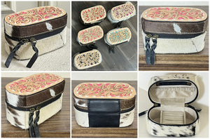 Estuche de Viaje Pequeño para Joyas al por Mayor, Caja Organizadora de Joyería de Cuero Hecha a Mano Personalizada para Almacenamiento y Exhibición de Anillos, Collares y Pendientes - Product Image 3