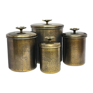ชุดกระปุกเซรามิกสีดำด้าน 3 ชิ้น ลายนูน สำหรับเก็บอาหารในครัว ชา กาแฟ น้ำตาล - Product Image 4