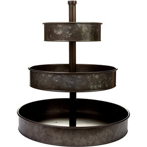 Soporte de Servicio Rústico de Metal Galvanizado de 3 Niveles con Bandeja Ovalada Festoneada para Exhibición de Cupcakes y Postres, Plato de Hierro Escalonado - Product Image 3