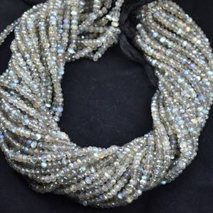 Cuentas facetadas de labradorita natural en forma de rondel, hebras de piedras sueltas de 3 mm para la fabricación de joyas, collares y pulseras. - Product Image 4