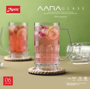 ANAX AARA - Jarra de Cerveza de Vidrio Transparente de 12 oz con Asa, Diseño Moderno, Reutilizable para Fiestas - Product Image 4