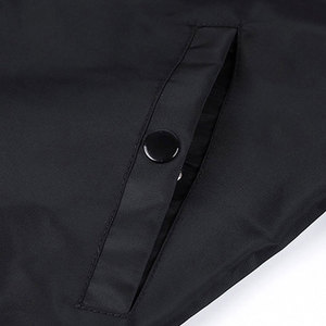 Men's Black Bomber <b>Jacket</b> Covered Button Closure Windproof Casual <b>Patchwork</b> Solid Color Cotton Filling Regular Fit Winter Wear - Product Image 5
