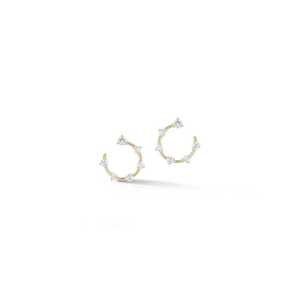 Boucles d'oreilles créoles Starburst pour usage quotidien, avec fermoir papillon, 10 mm, cercle ouvert poli, en or massif 14 carats, diamant de laboratoire taille ronde - Product Image 1