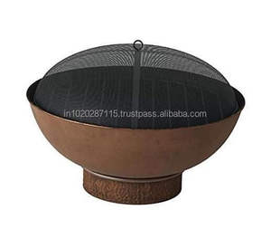 Foyer extérieur rond en cuivre pour chauffage de terrasse arrière-cour avec base en métal robuste et couvercle pare-étincelle - Product Image 6