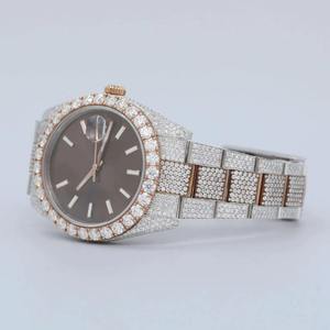 Reloj de Lujo para Hombre, Estilo Hip Hop, con Caja Cuadrada, Movimiento con Incrustaciones de Diamantes VVS Moissanite, Dos Tonos, Oro Rosa y Plata, Personalizado con Incrustaciones Completas - Product Image 3