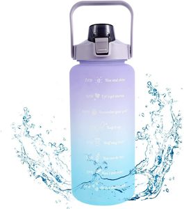 Bouteille d'eau dégradée violet-bleu avec poignée, gourde de sport en plastique pour l'extérieur, shaker de protéines OEM pour la gym - Product Image 5