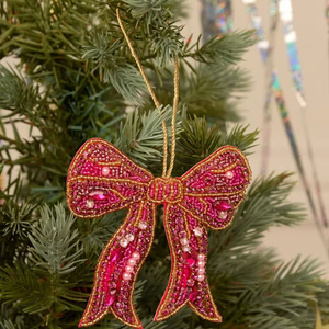 Adorno de lazo con cuentas hecho a mano, decoración colgante navideña, estilo cinta, decoración para árbol - Product Image 1