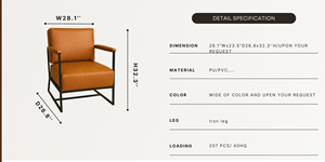 ลดกระหน่ำเก้าอี้โซฟาพร้อมกรอบโลหะมีพนักพิงและเบาะรองนั่งหนาพิเศษโซฟาหนัง PU สำหรับห้องนั่งเล่น - Product Image 4