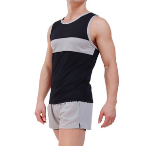 Men's Black And Gray Striped Knitted Tank Top O-Neck Sleeveless Casual Vest Breathable Sport Wear - Product Image 4